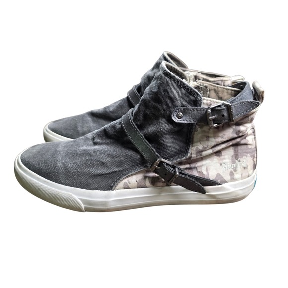 Blowfish Malibu Shoes - Blowfish Malibu Womens Camo Grey Canvas Buckle High Top Zip Sneakers Shoes Sz 8